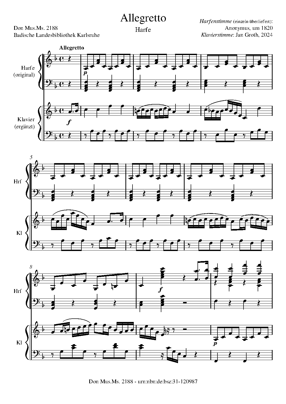 Allegretto, D-KA Don Mus.Ms.2188 乐谱预览